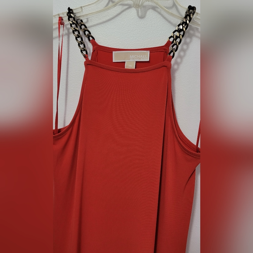 Michael Kors women's maxi dress, XS, burnt orange and brass detail - Picture 2 of 3